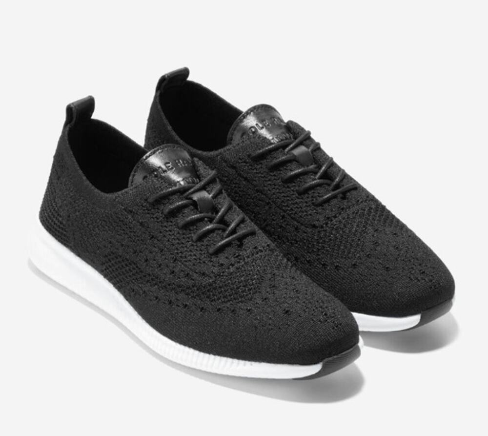 Cole Haan Women's 2 Zerogrand Stitchlite Wingtip Oxfords Black Knit White 5 NIB